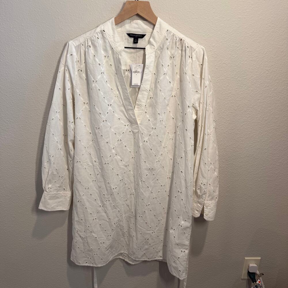 Banana Republic White Eyelet Dress NWT Women’s Small
